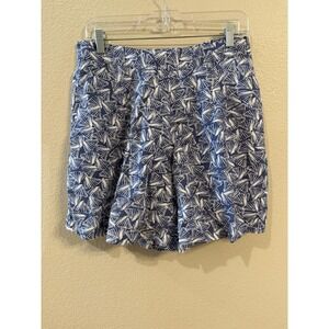 Joules Coretta Shorts Womens 8 Blue Shells Linen Blend Excellent High Rise Print